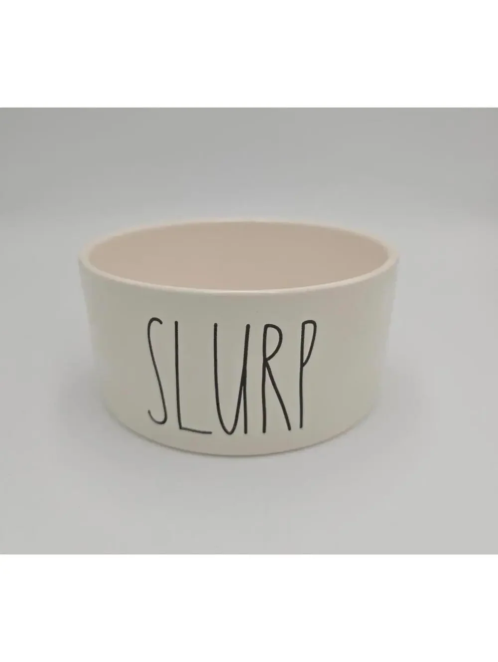 Rae Dunn SLURP Ceramic Dog Bowl White Black Farmhouse 24 oz Magenta